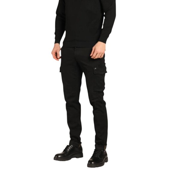 Mason's M Chilie Gabardine Cargo Pants Mens 48 32 Black Slim Fit Cotton Trousers - Picture 1 of 15